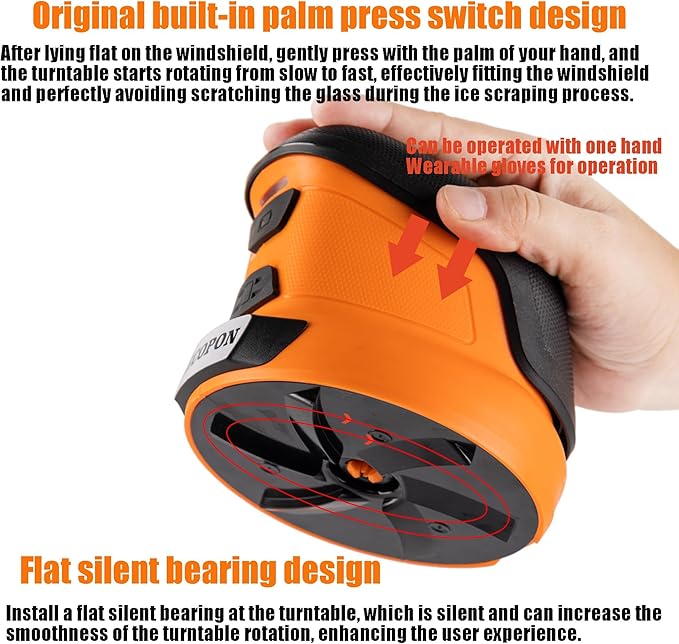 3-in-1 Electric Ice Scraper for Cars & Home – Cordless Handheld Defroster, Cleaner & Polisher, 500 RPM Motor, 2000mAh Battery, Type-C Charging, Lightweight & Portable