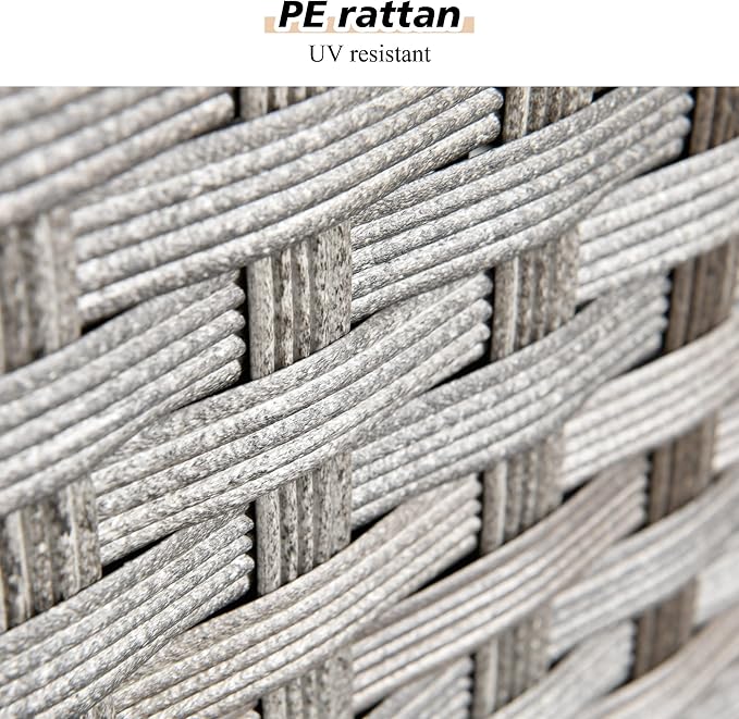 HOOOWOOO Modular Patio Outdoor Sectional Furniture Set with Gas Propane Fire Pit Table,7 Piece Wicker Conversation Sofa Set,Out Door Couch Set with Wide Arm Outside(Beige)