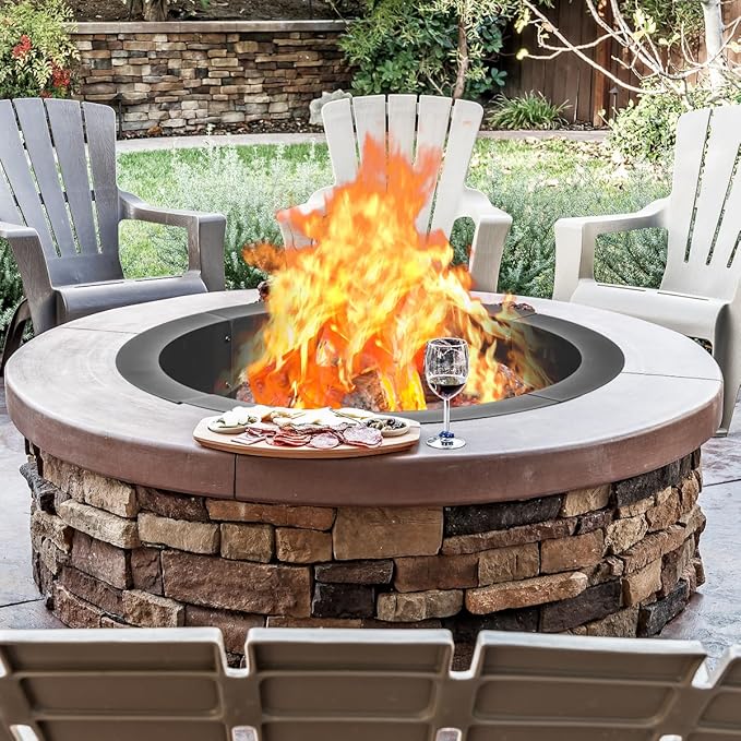 36 inch Fire Pit Ring, Firepit Ring for Camping, Wood Burning Fire Pit for Outside,Yard,Garden,Outdoor Fireplace