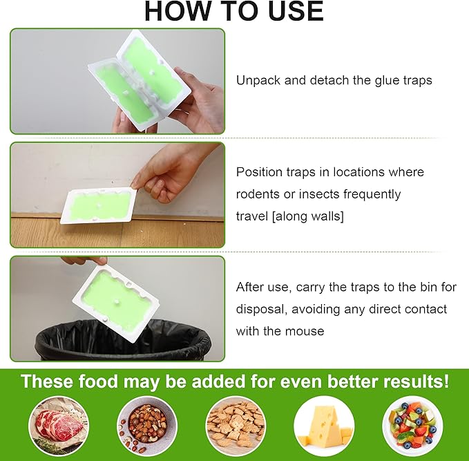 Qualirey 12 Pack Mouse Glue Trap, Super Sticky Traps Mouse Size for Mice and Rats, Pre-Scented, Non Toxic Mice Glue Boards, Rodent Sticky Pads Indoor for Home, Easy to Use, Pet Safe Pest Control