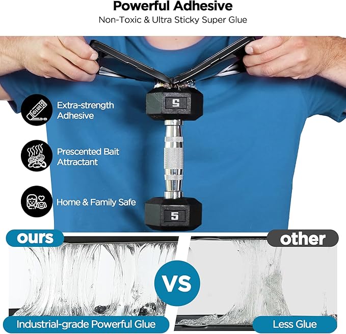 Glue Traps for Mice 12 Pack, Mouse Rat Taps, Extra Strength, Pre-Baited Adhesive Sticky Boards, Heavy Duty Glue Traps for Snake, Lizard, Insect, Safe Home Pest Control