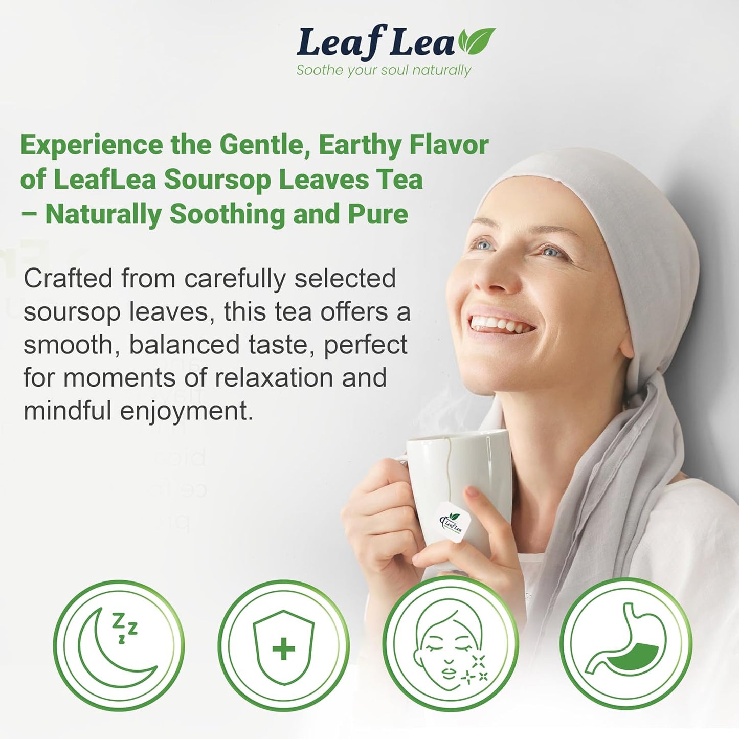 LeafLea 160 Premium Soursop Tea Bags, Natural & Pure Sour sop Graviola Tea Leave, Hoja Guanabana Leaf Herbal Tea Bags Variety Pack of 4, Digestive Support, Nutrient-Rich, Vegan, Sugar/Caffeine Free