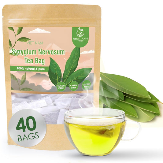 NHAT ANH FARM - Premium Syzygium Nervosum Tea Bags, 40 Syzygium Nervosum Tea Bags, 100% Natural Dried Syzygium Nervosum Leaves, Naturally Sweet Herbal Tea, Sugar-Free, Caffeine-Free, No Additives.