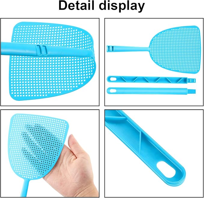 Boao 10 Pcs Fly Swatter Bulk Plastic Colorful Strong Flexible Manual Fly Swat Set Long Handle Durable Bug Swatter for Indoor and Outdoor