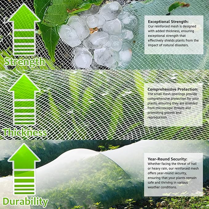 Garden Pest Barrier Netting, Insect Barrier Net 8x24Ft Ultra Fine Protect Netting Thickened Mesh Net Plant Covers for Vegetable Plants Fruits Greenhouse Row Cover Raised Bed Barrier Screen Bugs Out