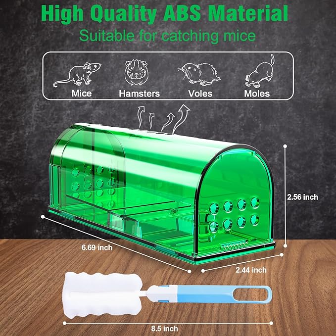 4 Pcs Humane Mouse Traps Indoor for Home, Live Mouse Trap, Reusable Mice Trap Catcher for House & Outdoors