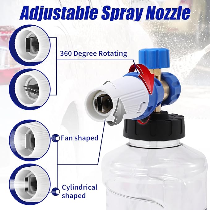 Tool Daily Foam Cannon for Pressure Washer, Adjustable Foam Blaster, Snow Foam Lance with M22 and 1/4 Inch Quick Connect, Additional Orifice Nozzle 1.1mm, 1.5 Liter