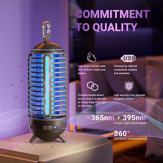 2 Pack Cordless Bug Zapper Outdoor & Fly Zapper Indoor & Wireless Mosquito Zapper Portable Camping Fly Trap 2500mAh Electric Ideal for Traps