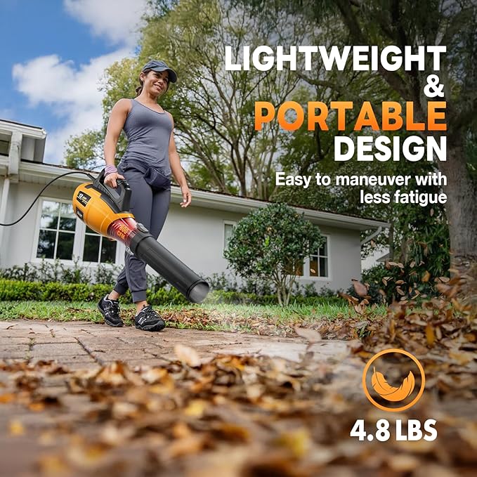 ALLOYMAN 13AMP Corded Electric Leaf Blower, 800CFM 140MPH Powerful Plug-in Blower, Lightweight & Portable Electric Leaf Blower for Lawn Care, Patio Cleaning, Yard Dust & Fallen Leaves