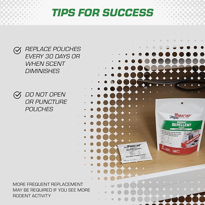 Tomcat Repellents Rodent Repellent Pouches, Ready-to-Use, Inside Rodent Prevention with Essential Oils, 4.23 oz., 4-Pack