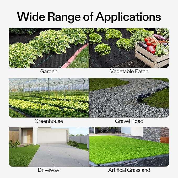 VIVOSUN Premium Weed Barrier Landscape Fabric Heavy Duty, 1.5ftx50ft 5oz Double-Layered Weed Control Mat with High Permeability, Commercial Ground Cover, Easy Set up & Superior Weed Control