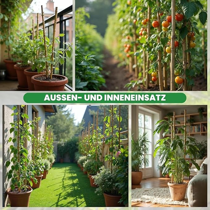 60 Pack 58 inch Bamboo Stakes for Plant with 200 Twist Ties Bamboo Sticks Plant Support Garden Stakes Poles for Tomatoes Cucumber Grapes Pole Beans Trees Potted Dahlia Flowers