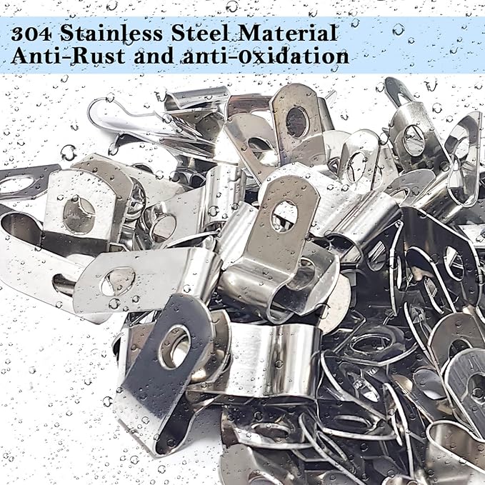 BESTEEL Upgraded 400 Pcs T304 Stainless Steel Wire Clips Cord Clamp Agricultural Fencing Fence Wire Clamps for 4, 6, 8, and 10-16 Gauge Wire Fencing Livestock Fencing Clips for Wood, Metal or Vinyl