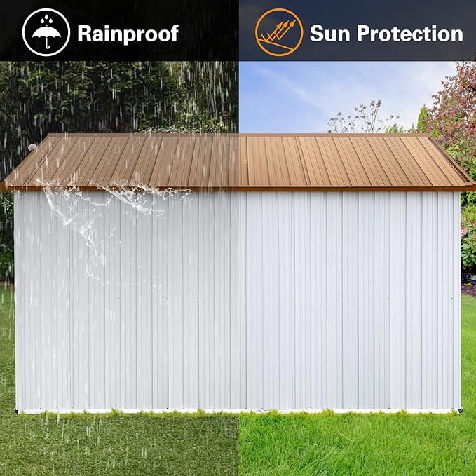 12x10FT Heavy-Duty Metal Storage Shed Heavy-Duty Steel Garden Shed, Secure Hinged Door, Weatherproof for Tools, Bikes & Lawn Equipment
