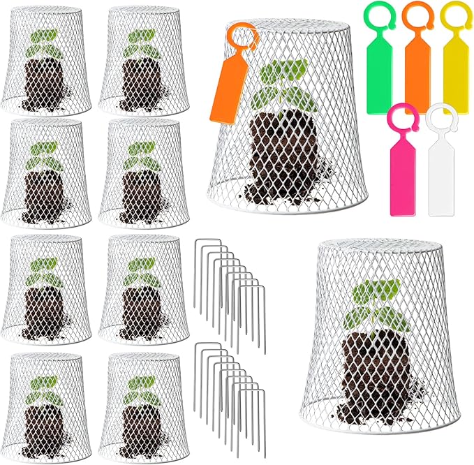 10 Pcs 8inch Chicken Wire Plant Covers Wire Garden Cloches Chicken Wire Cloche Plant Protector Metal Heavy Duty Garden Plant Cloche for Keeping Bunnies Chicken Squirrels Birds Other Out