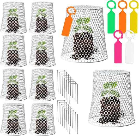 10 Pcs 8inch Chicken Wire Plant Covers Wire Garden Cloches Chicken Wire Cloche Plant Protector Metal Heavy Duty Garden Plant Cloche for Keeping Bunnies Chicken Squirrels Birds Other Out