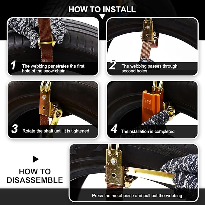 20 Pack Adjustable Snow Tire Chains for Tire Width 215-285 mm SUV Truck Pickup, Quick Fit Easy Installation, Thickened Car Non Skid Car Chains (Single Chain Style)