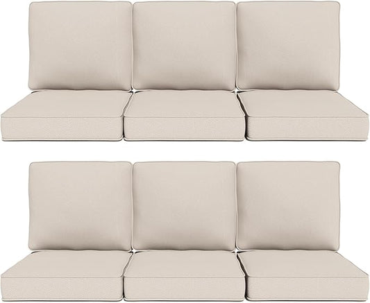 Outdoor Chair Cushions 23" x 24" x 4", Patio Deep Seat Replacement Cushions Set with Zippered Removable Cover, Weather-Resistant Olefin Fabric for Garden Chair Sofa Couch, Set of 6, Beige