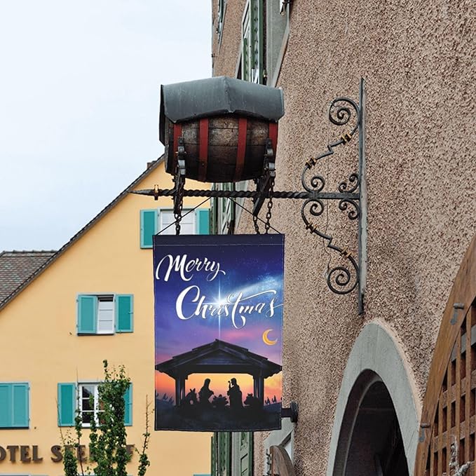 Christmas Nativity Scene Characters Black Silhouette Desert Night Comet Star Garden Flag Welcome Party Outdoor Outside Decorations Picks Home House Garden Yard Decor 12x18 Inch