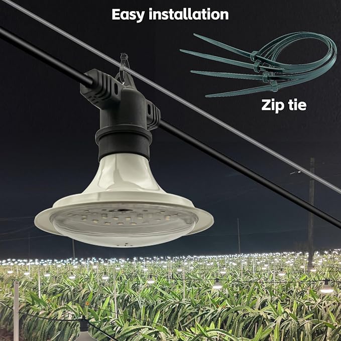 Outdoor LED Grow Lights, Waterproof String Grow Light, Full Spectrum Plant Growing Lights with 12Ft Adjustable Cord 3 Lights