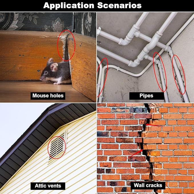 2 Pack Steel Wool Mice Control 4"*21’ Fill Fabric DIY Kit, Hardware Cloth Gap Blocker Mouse Rat Rodent Control for Holes, Wall Cracks, Vents(2 Rolls)