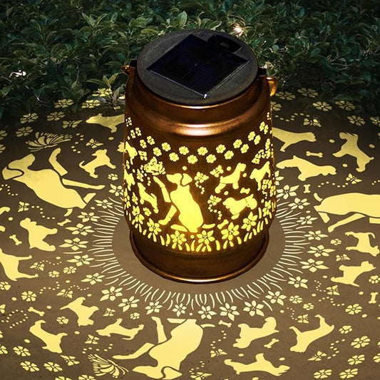 Dog Lovers Gift,Solar Lanterns Outdoor, Hanging Solar Lights Outdoor Waterproof with Stake, Dog Gifts for Women/Mom/Grandma/Father, Garden Deco,Christmas, Thanksgiving, Mother's Day,Holiday Gifts