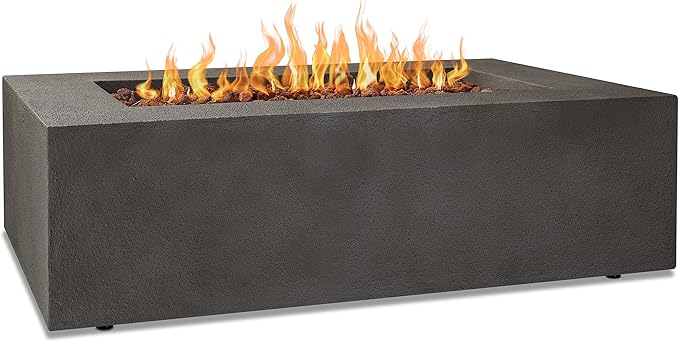 Real Flame Baltic Rectangle Natural Gas Fire Table, Glacier Gray