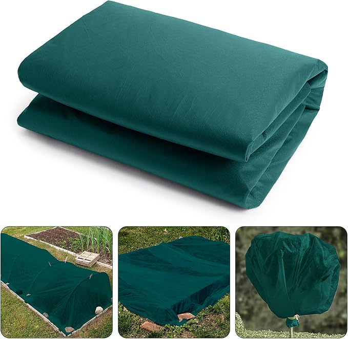 32.8 x 9.8 Ft Thicken Plant Covers Freeze Protection- Darkgreen Warm Winter Frost Cloth Blanket- Garden Fabric Plant Floating Row Cover Protecting Plants from Freezing Animal Eating, Anti -7.6℉ (-20℃)