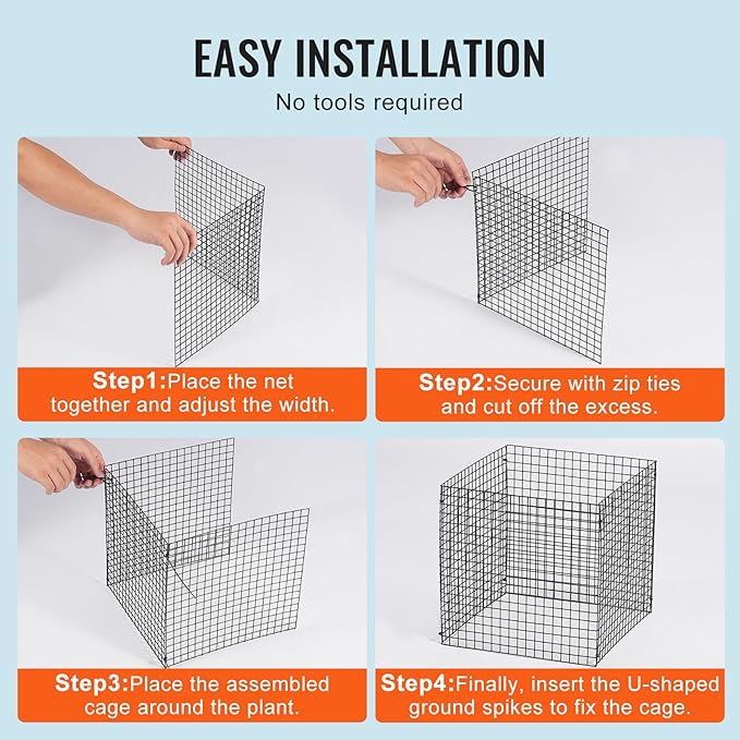 VEVOR 10 Pack Plant Protectors from Animals, 12'' x 12'' Chicken Wire Plant Protector, Plant Cages for Outdoor Plants, Flowers & Vegetables, Keeps Bunny Chicken Squirrels Out, 40pcs Metal Mesh