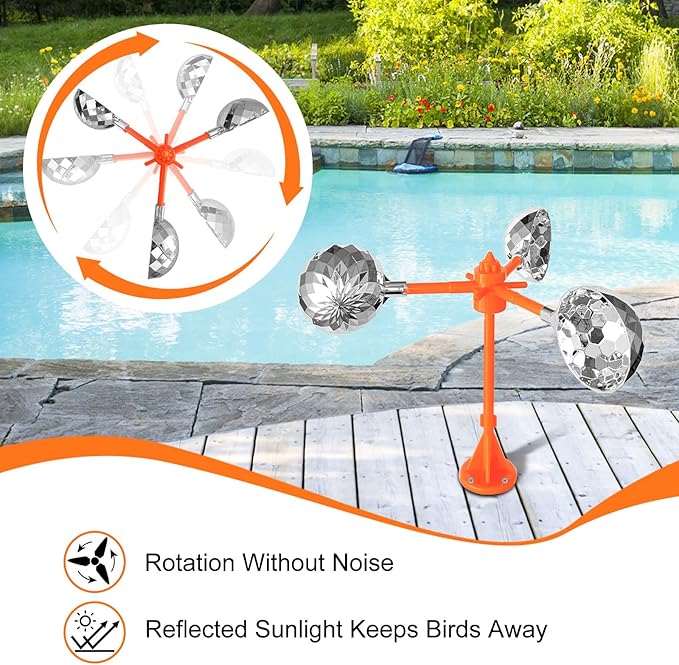 Birds Reflect Deterrent Visual Bird Scarer Deterrent Devices Outdoor Bird Control for Seagull Pigeon Harmless Device to Keep Birds Away from Your Farm Boat (Dark Orange)