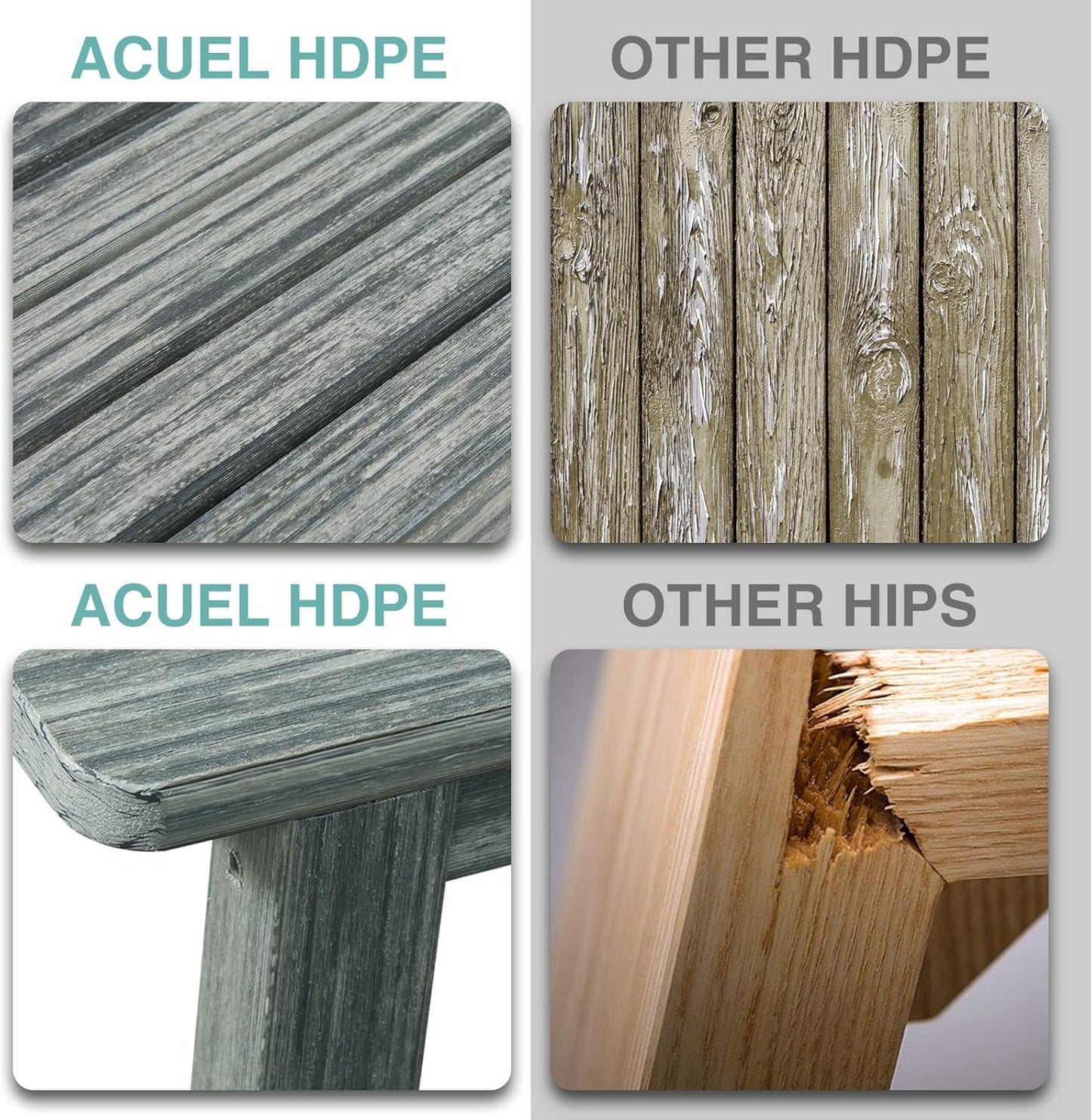 Outdoor Bench, 3-Person Garden Bench, Poly Lumber Patio Bench for Outdoors, Porch, and Park (Grey)