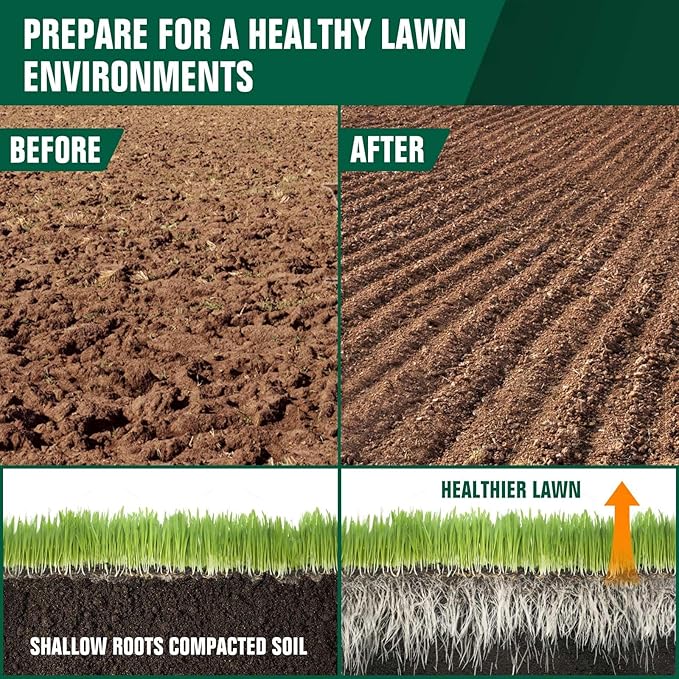 Rotary Cultivator Garden Tiller, Hand Cultivator with Detachable Thicker Tines&Strong Force Handle, Cultivators for Gardening, Rotary Tiller for Soil Mixing, Prepare New Garden