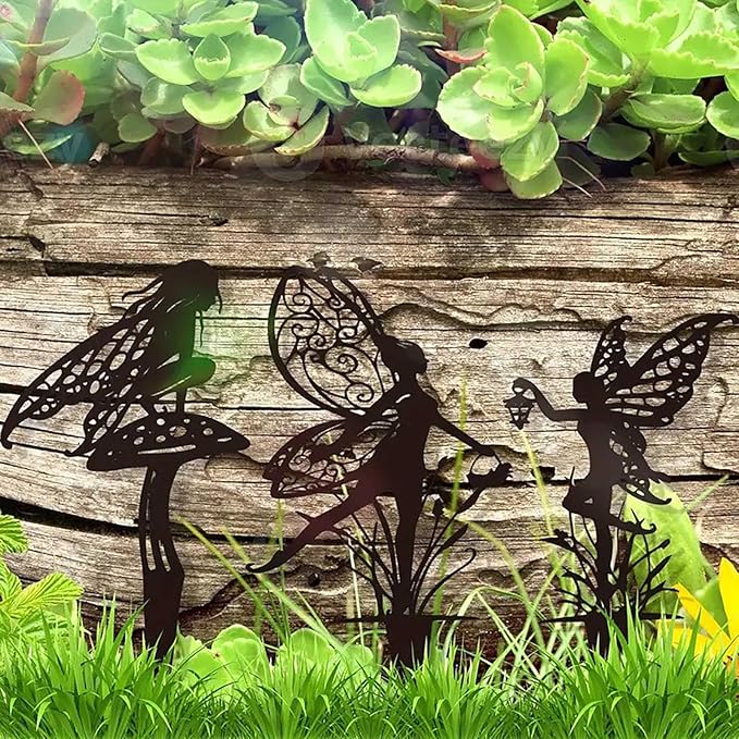 Garden Decoration Fairy Metal Flower Fairy 3-Piece Set Suitable for Yard, Flower Pot, Lawn, Flower Bed Decoration Gifts