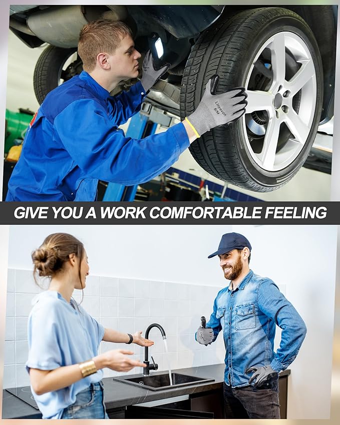 Maxcheck 54 Pairs PU Coated Gloves Bulk, Reusable Rubber Safety Gloves for Men Women Work Warehouse, Mechanic, Woodworking