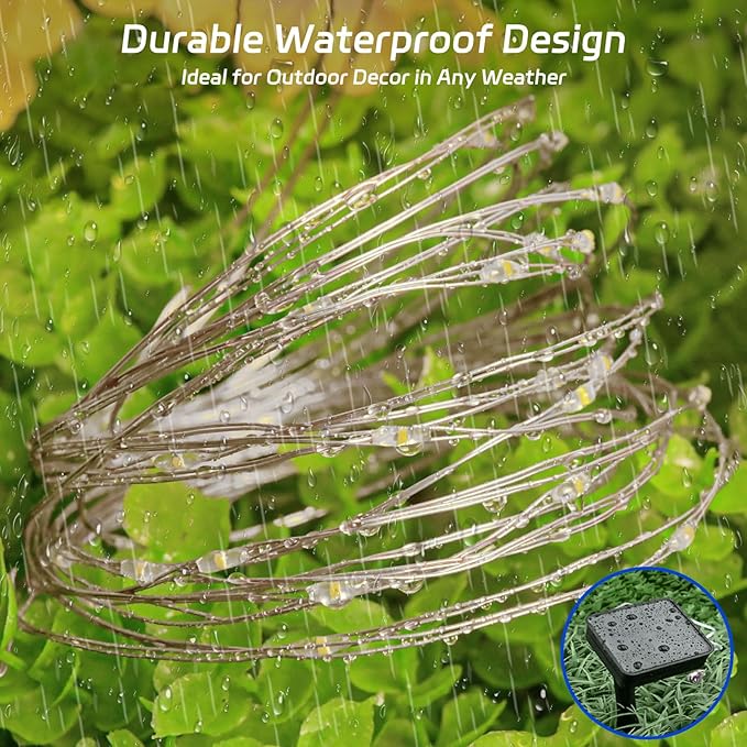 Solar Fairy Lights Pink Outdoor Waterproof,16.4ft 50LED Solar String Lights Pink for Outside 8 Modes 2 Packs for Girls Patio Backyard Garden Deorations Pink