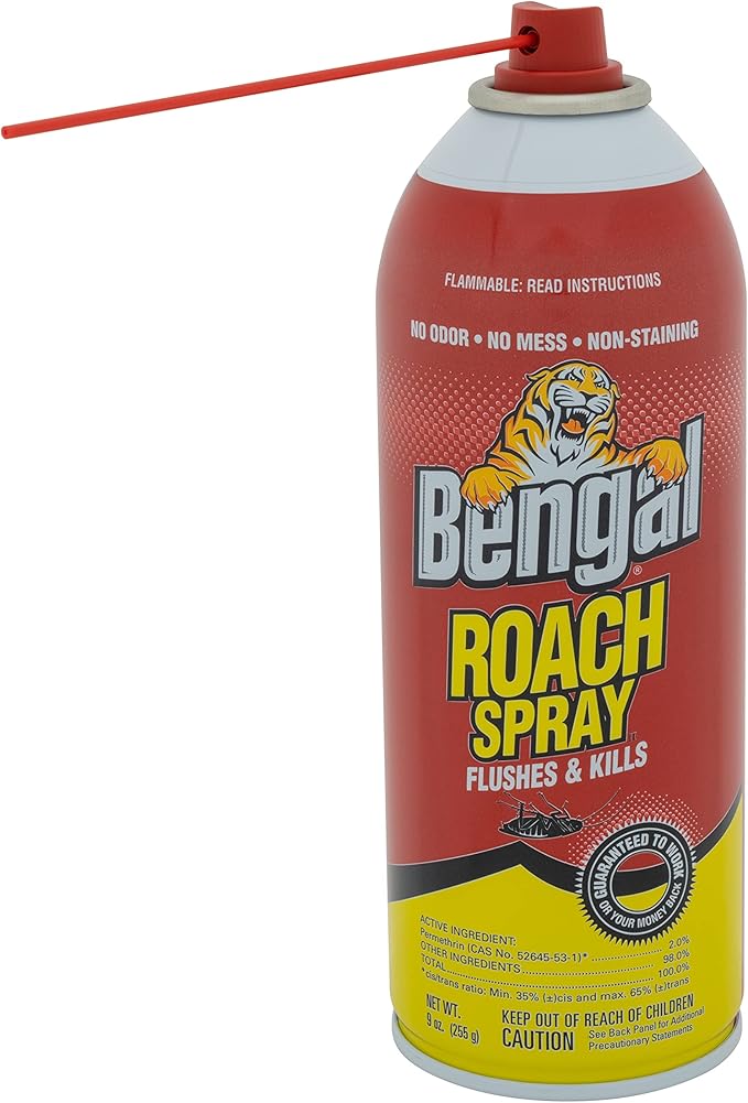 Bengal Roach Spray, Odorless Stain-Free Dry Spray, 9 Oz. Aerosol Can