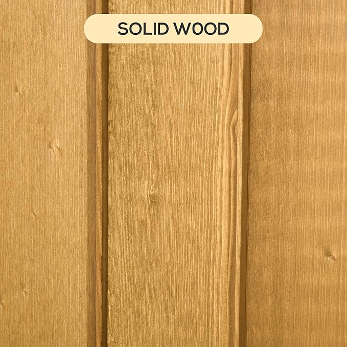 Outsunny Outdoor Storage Cabinet Wooden Garden Shed Utility Tool Organizer with Waterproof Asphalt Rood, Lockable Doors, 3 Tier Shelves for Lawn, Backyard, Natural