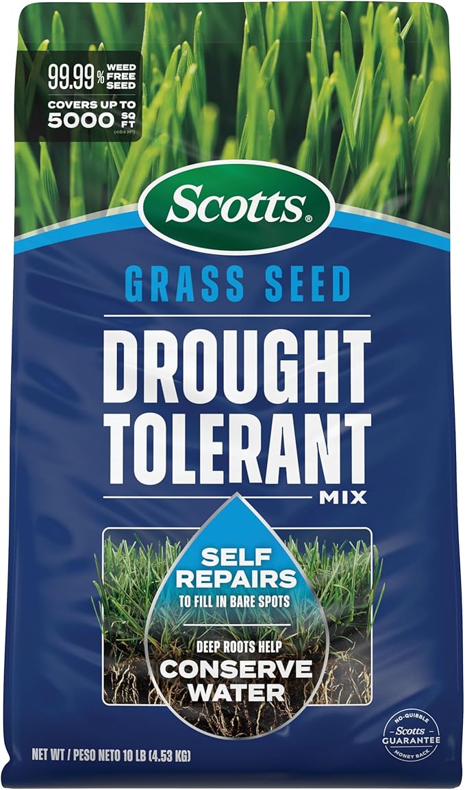 Scotts Grass Seed Drought Tolerant Mix, Kentucky Bluegrass and Tall Fescue Grass Seed Mix, Covers up to 5,000 sq. ft., 10 lb.