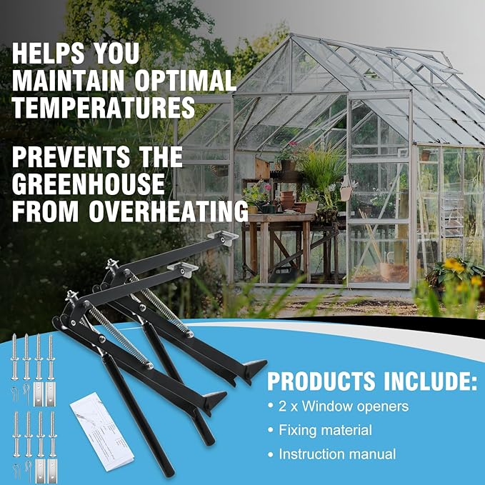 CHANGE MOORE Auto Vent Opener Automatic Greenhouse 2Pack Window Opener Roof Vent Opener Auto Vent Kit Sensitive Gardening Tools Automatic Greenhouses Supplies (Dual Spring Up to 33lbs)