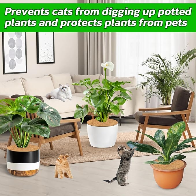 Legigo 4pcs Coconut Fiber Mulch Ring Tree Plant Protector Mat, 14 Inch Natural Coco Coir Tree Protection Ring Plant Pot Soil Cover, Tree Rings Disc Plant Cover for Indoor Outdoor Plants,Landscaping