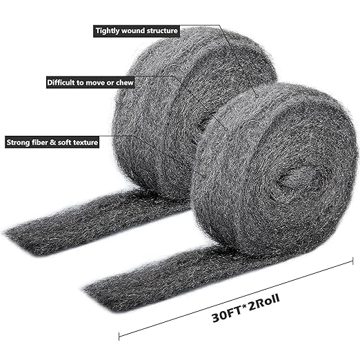 60FT(1.3 LB) Steel Wool Roll, Coarse Wire Fabric for Pest Control, Hardware Gap Blocker & Animal Proofing in Home & Garden (DIY Kit)