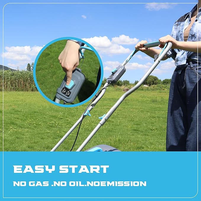 13“ Cordless Lawn Mower, 13 Inch Lightweight Lawn Mower, 40V Lithium-ion Lawnmower w/Brushless Motor, 5 Cutting Heights Adjustable -Low Noise 2 in 1 Push Mower with 2.0ah Battery & Charger