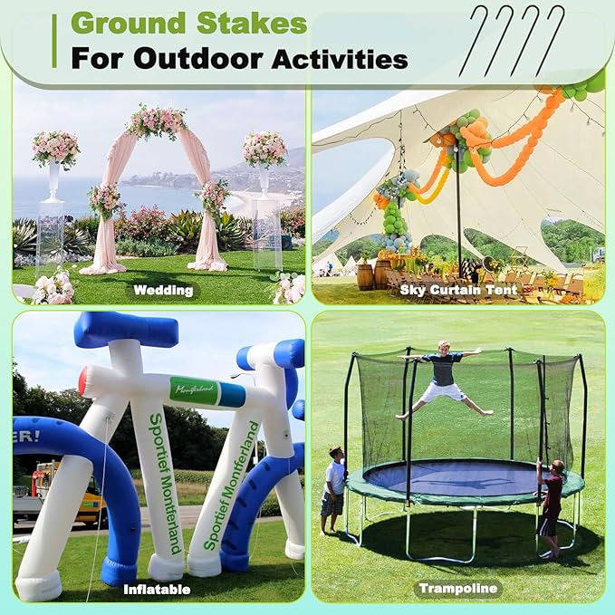 Kadrick 32-Pack Rebar Stakes 12 inch，J Hook Ground Stakes Anchors, Black Galvanized Fence Stakes,Heavy Duty 5/16'' Diameter