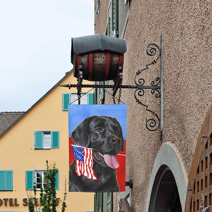 Labrador Lab Dog Black American Flag Garden Flag Welcome Party Outdoor Outside Decorations Picks Home House Garden Yard Decor 12x18 Inch
