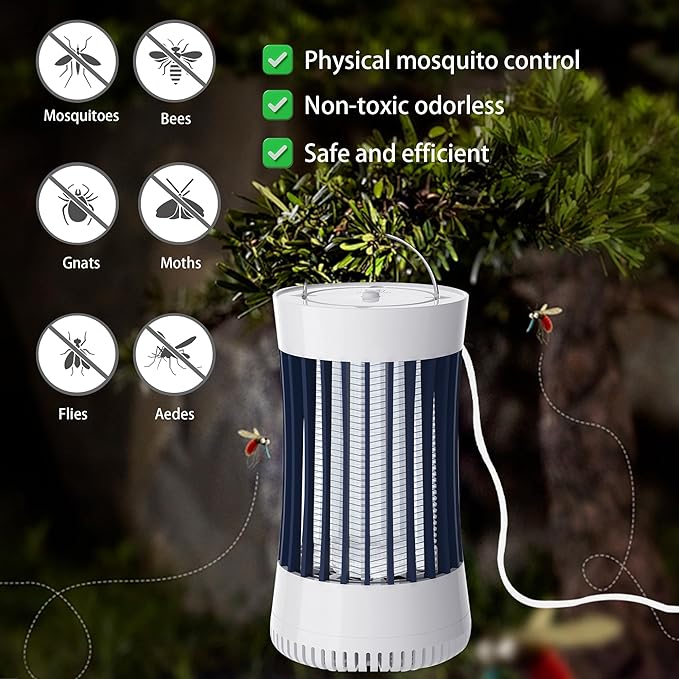 2-in-1 Indoor Electric Bug Zapper with Fan, Chargeable 1500V High Voltage Mosquitoes Killer with Hanger, Small Fly Insects Lamp Trap Catching Moth Gnat Fruit Flies, White