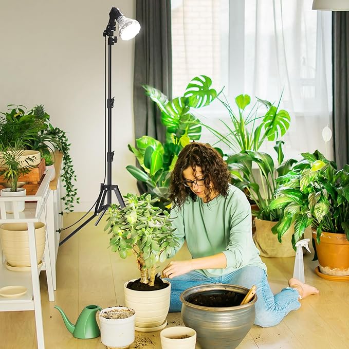 SANSI Grow Lights for Indoor Plants, 4 Dimmable Levels Br30 30W Full Spectrum Plant Lights for Indoor Growing, Tripod Stand Adjustable 30"-55" Plant Grow Light with Remote Control Auto Timer