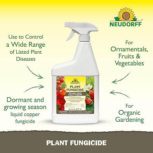Plant Fungicide Spray, Copper Soap Fungicide for Roses, Fruits & Vegetables Control Powdery Mildew and Other Diseases and Fungus for Organic Gardening, Ready-to-Use (32 oz)