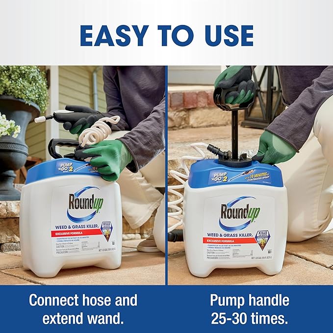 Roundup Weed and Grass Killer₄ with Pump 'N Go 2 Sprayer, Use in and Around Flower Beds, Trees & More, 1.33 gal.