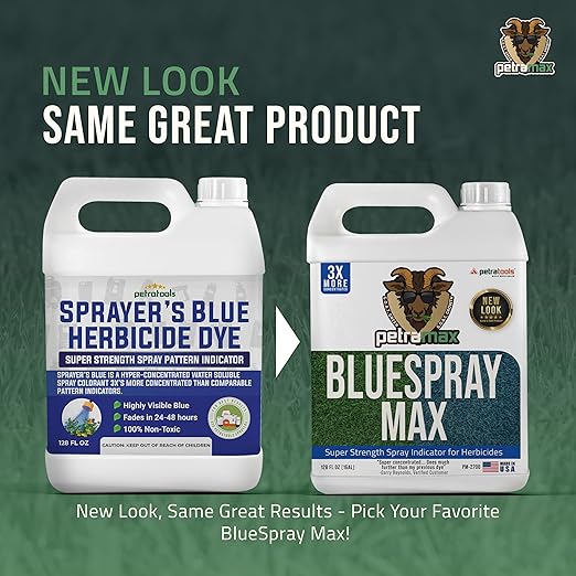 PetraMax Blue Herbicide Lawn Dye - 1 GAL - Super Strength Concentrate 3X More Than Others for Herbicides, Fertilizer & Weed Killer Marker - Blue Mark Spray Indicator for Home and Commercial Use