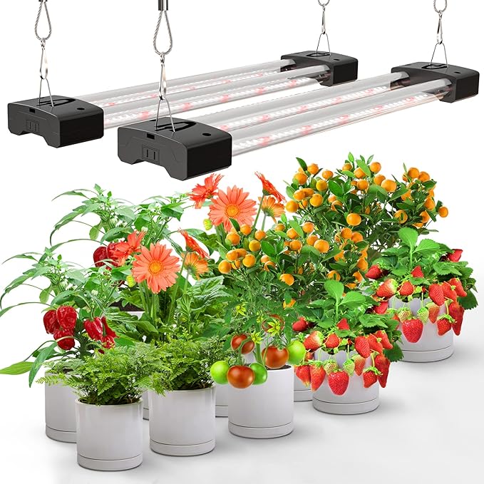 LED Grow Lights 16W Full Spectrum Integrated Growing Lamp Lighting Fixtures with High PPFD for Greenhouse Hydroponic Indoor Plant Seedling Veg and Flower